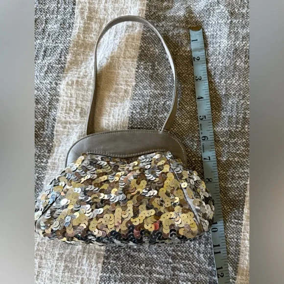 Vtg Preston & York Silver Sequined Small Evening Hand Bag Y2K - Picture 10 of 10